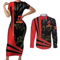 Custom Albania Football We are Champions Couples Matching Short Sleeve Bodycon Dress and Long Sleeve Button Shirt Sporty Style with The Double-headed eagle