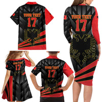 Custom Albania Football We are Champions Family Matching Long Sleeve Bodycon Dress and Hawaiian Shirt Sporty Style with The Double-headed eagle