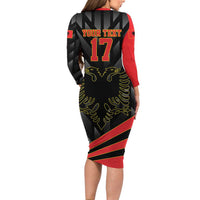 Custom Albania Football We are Champions Family Matching Long Sleeve Bodycon Dress and Hawaiian Shirt Sporty Style with The Double-headed eagle