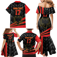 Custom Albania Football We are Champions Family Matching Mermaid Dress and Hawaiian Shirt Sporty Style with The Double-headed eagle