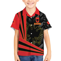 Custom Albania Football We are Champions Family Matching Off The Shoulder Long Sleeve Dress and Hawaiian Shirt Sporty Style with The Double-headed eagle