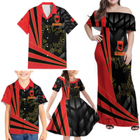 Custom Albania Football We are Champions Family Matching Off Shoulder Maxi Dress and Hawaiian Shirt Sporty Style with The Double-headed eagle