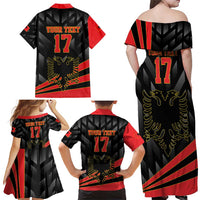 Custom Albania Football We are Champions Family Matching Off Shoulder Maxi Dress and Hawaiian Shirt Sporty Style with The Double-headed eagle