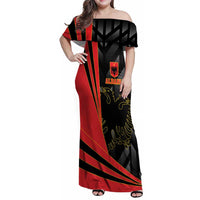 Custom Albania Football We are Champions Family Matching Off Shoulder Maxi Dress and Hawaiian Shirt Sporty Style with The Double-headed eagle