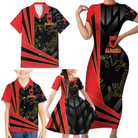 Custom Albania Football We are Champions Family Matching Short Sleeve Bodycon Dress and Hawaiian Shirt Sporty Style with The Double-headed eagle