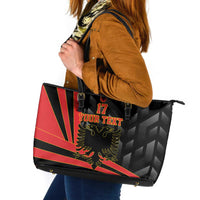 Custom Albania Football We are Champions Leather Tote Bag Sporty Style with The Double-headed eagle