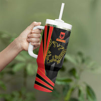 Custom Albania Football We are Champions Tumbler With Handle Sporty Style with The Double-headed eagle