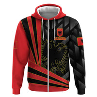 Custom Albania Football We are Champions Zip Hoodie Sporty Style with The Double-headed eagle