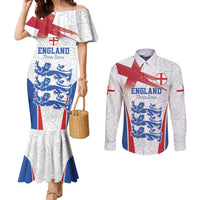 Custom England Football We are Champions Couples Matching Mermaid Dress and Long Sleeve Button Shirt Sporty Style The Three Lions