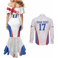 Custom England Football We are Champions Couples Matching Mermaid Dress and Long Sleeve Button Shirt Sporty Style The Three Lions