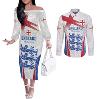 Custom England Football We are Champions Couples Matching Off The Shoulder Long Sleeve Dress and Long Sleeve Button Shirt Sporty Style The Three Lions