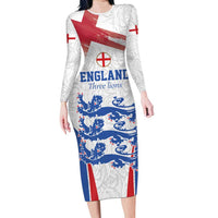 Custom England Football We are Champions Family Matching Long Sleeve Bodycon Dress and Hawaiian Shirt Sporty Style The Three Lions