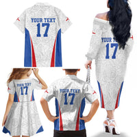 Custom England Football We are Champions Family Matching Off The Shoulder Long Sleeve Dress and Hawaiian Shirt Sporty Style The Three Lions