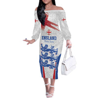Custom England Football We are Champions Off The Shoulder Long Sleeve Dress Sporty Style The Three Lions