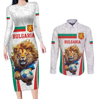 Custom Bulgaria Football We are Champions Couples Matching Long Sleeve Bodycon Dress and Long Sleeve Button Shirt Sporty Style with Lion Mascot