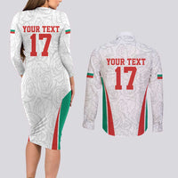 Custom Bulgaria Football We are Champions Couples Matching Long Sleeve Bodycon Dress and Long Sleeve Button Shirt Sporty Style with Lion Mascot