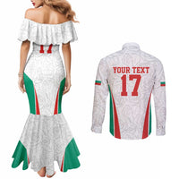 Custom Bulgaria Football We are Champions Couples Matching Mermaid Dress and Long Sleeve Button Shirt Sporty Style with Lion Mascot