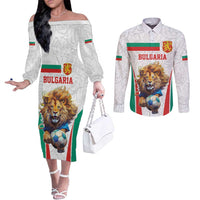 Custom Bulgaria Football We are Champions Couples Matching Off The Shoulder Long Sleeve Dress and Long Sleeve Button Shirt Sporty Style with Lion Mascot