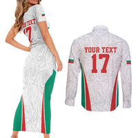 Custom Bulgaria Football We are Champions Couples Matching Short Sleeve Bodycon Dress and Long Sleeve Button Shirt Sporty Style with Lion Mascot