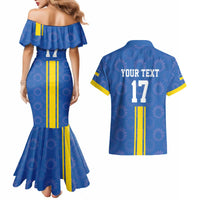 Custom Ukraine Football Couples Matching Mermaid Dress and Hawaiian Shirt Blue Style