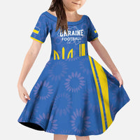 Custom Ukraine Football Family Matching Off The Shoulder Long Sleeve Dress and Hawaiian Shirt Blue Style
