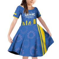 Custom Ukraine Football Family Matching Off Shoulder Short Dress and Hawaiian Shirt Blue Style