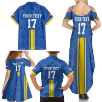 Custom Ukraine Football Family Matching Summer Maxi Dress and Hawaiian Shirt Blue Style
