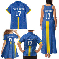 Custom Ukraine Football Family Matching Tank Maxi Dress and Hawaiian Shirt Blue Style