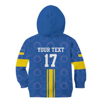 Custom Ukraine Football Kid Hoodie Blue Style