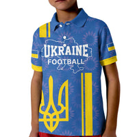 Custom Ukraine Football Kid Polo Shirt Blue Style