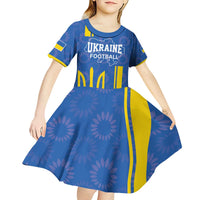 Custom Ukraine Football Kid Short Sleeve Dress Blue Style