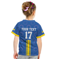 Custom Ukraine Football Kid T Shirt Blue Style