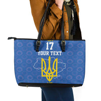 Custom Ukraine Football Leather Tote Bag Blue Style