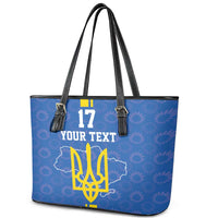 Custom Ukraine Football Leather Tote Bag Blue Style
