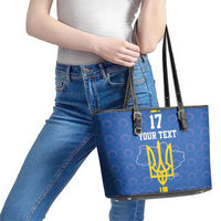 Custom Ukraine Football Leather Tote Bag Blue Style
