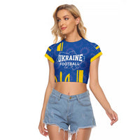 Custom Ukraine Football Raglan Cropped T Shirt Blue Style