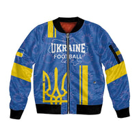 Custom Ukraine Football Sleeve Zip Bomber Jacket Blue Style