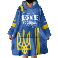 Custom Ukraine Football Wearable Blanket Hoodie Blue Style