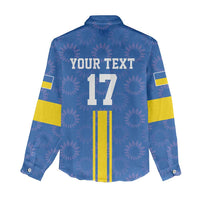 Custom Ukraine Football Women Casual Shirt Blue Style