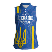Custom Ukraine Football Women Sleeveless Polo Shirt Blue Style