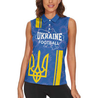Custom Ukraine Football Women Sleeveless Polo Shirt Blue Style