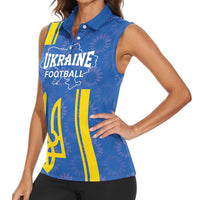 Custom Ukraine Football Women Sleeveless Polo Shirt Blue Style
