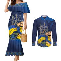Personalized Ukraine Independence Day Couples Matching Mermaid Dress and Long Sleeve Button Shirt Monument Nezalezhnosti