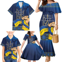 Personalized Ukraine Independence Day Family Matching Mermaid Dress and Hawaiian Shirt Monument Nezalezhnosti