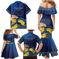 Personalized Ukraine Independence Day Family Matching Mermaid Dress and Hawaiian Shirt Monument Nezalezhnosti