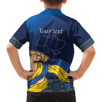 Personalized Ukraine Independence Day Family Matching Off The Shoulder Long Sleeve Dress and Hawaiian Shirt Monument Nezalezhnosti