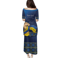 Personalized Ukraine Independence Day Family Matching Puletasi and Hawaiian Shirt Monument Nezalezhnosti