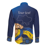 Personalized Ukraine Independence Day Long Sleeve Button Shirt Monument Nezalezhnosti