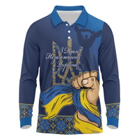 Personalized Ukraine Independence Day Long Sleeve Polo Shirt Monument Nezalezhnosti