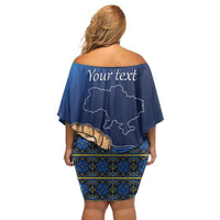 Personalized Ukraine Independence Day Off Shoulder Short Dress Monument Nezalezhnosti